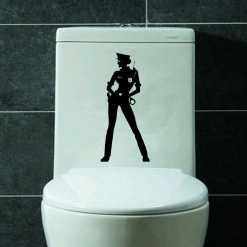 Woman Police Officer Bathroom Vinyl Wall Sticker Toilet Decal 6WS0244