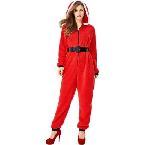 Women Christmas Red jumpsuit Santas Christmas Party Costume Halloween Christmas Costumes Mother and Child Dress