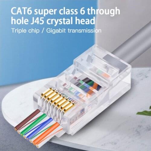 100PCS Cat6 8P8C RJ45/RJ-11 Modular Socket For CAT6 LAN Network RJ45/RJ-11 Ethernet Cable Plugs Modular Adapter Connectors