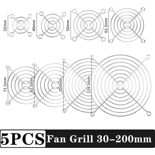 5PCS Gdstime Cooling Fan Grill Metal Finger Guard 30mm 40mm 50mm 60mm 70mm 80mm 90mm 120mm 135mm 140mm 150mm 170mm 200mm Silvery
