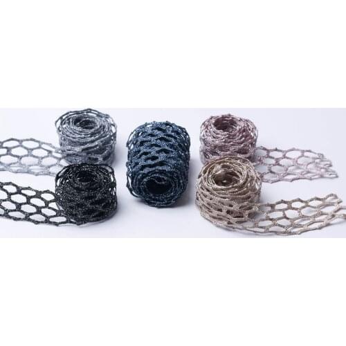 10yards/lot Glitter Silver Silk Hollow Honeycomb Christmas Stain Ribbon for Hairbow DIY Wedding Party Decor Clothing Accessories