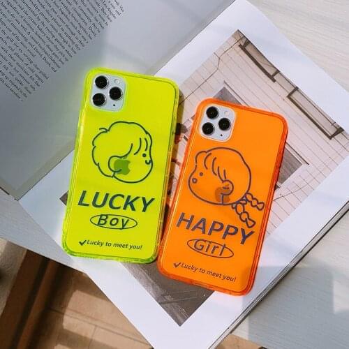 Phone case mobile shell for iphone11 XR XS 7/8/SE 2020 11pro Xs 7p/8plus X/Xs 12 12pro /max 12mini ins Couples New fluorescent
