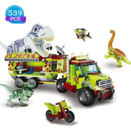 Diy Jurassic Movie T-Rex Scene Dinosaur Exploration Model Tyrannosaurus Building Block Toys Boys Birthday Holiday Gifts
