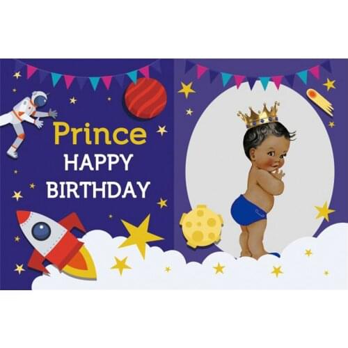 Prince Happy Birthday Party Backdrop Navy Blue Photography Background Holiday Celebration Photo Booth Studio Decor