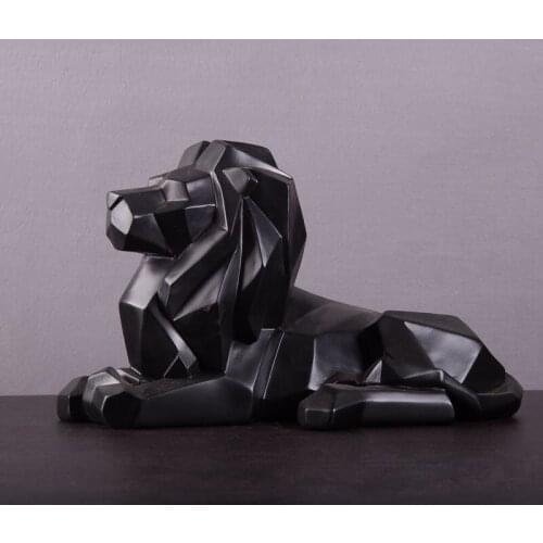 GEOMETRY ORIGAMI LION SCULPTURE RESIN AFRICAN WILDLIFE PREDATOR STATUE/ FENG SHUI LION CRAFTS HOME DECORATIONS R60