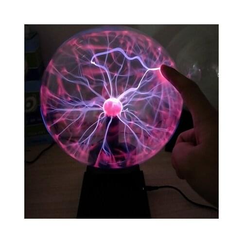 20CM Artificial Lightning Ball Ion Ball Tesla Coil Glow Ball Arc Ball Touch Lightning Voice Controlled 12V Plasma Magic Ball