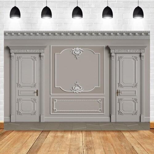 Laeacco Interior Grey Vintage Wall Decor Door Birthday Vinyl Photo Photography Background Photographic Backdrop For Photo Studio