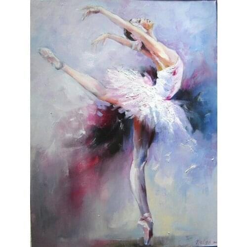 Hand Painted Ballet Dancer Oil Painting Swan Lake 1 by Nelya Shenklyarsk Woman Painting Abstract Modern Canvas Arts High Quality