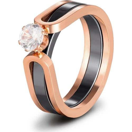 Fashion Charm Crystal Jewelry Ring Men Luxury Cubic Zirconia Stainless Steel Elegant Rings Punk For Women Wedding Engagement