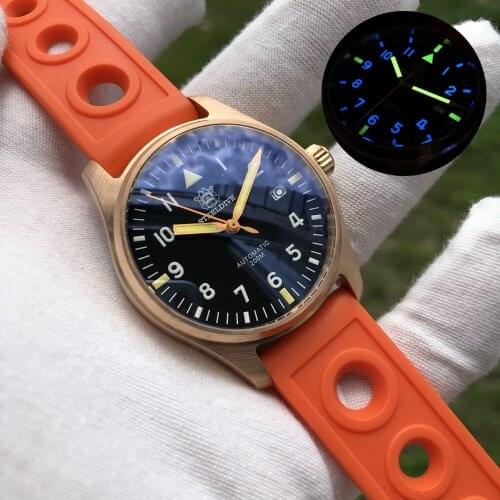 STEELDIVE men sport dive watch,mens automatic watches bronze mens mechanical wristwatches 200m waterproof super luminous clock