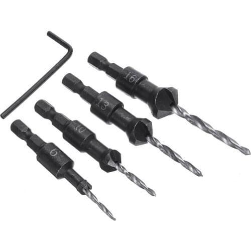 4pcs Steel Twist Drill Bit Set 3mm 4mm 5mm 6mm Woodworking Drill Bit For Locator Hole Puncher Carpentry Tools