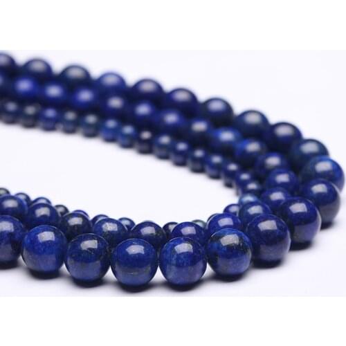 Natural lapis lazuli 4-12mm round Gemstone beads for 925 sterling silver Jewelry Making Necklace Bracelet 15inch ICNWAY