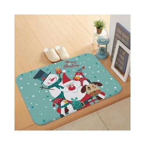 New Christmas coral fleece mats Home school bar Christmas decoration entry mats door