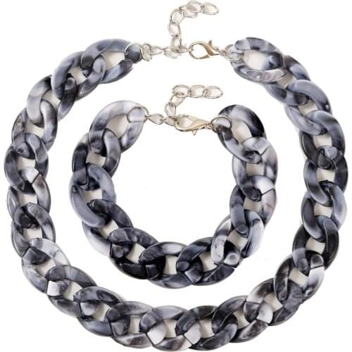 Fashion Resin Necklace Jewelry Large Chunky Chain New Style Hip Hop Necklace Set Lady Exaggeration Jewelry Accessories Gift