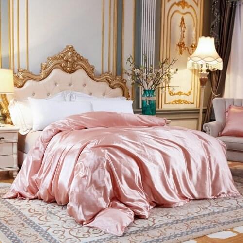 SISISILK Solid Color Duvet Cover Ice Silk Satin Fabric Single Double Queen King Size Quilt Cover Soft Comfortable Bedding Cover