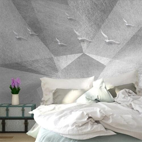 Custom wallpaper 3d photo mural Nordic minimalist personality abstract geometric embossed bird TV background wall paper 3d mural