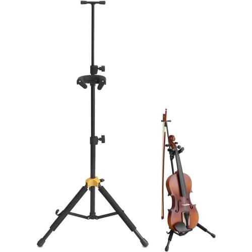 Portable Aluminum Alloy Folding Floor Violin Ukulele Stand with Stable Tripod Holder
