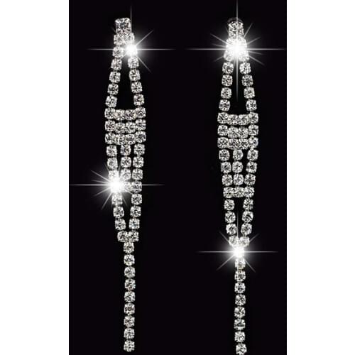 Austrian Crystal Earrings Rhinestone Shining Drop Earrings Wedding Jewelry Fashion Silver Plated Dangle Earrings #E325