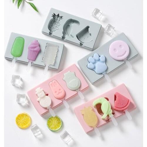 Silicone Ice Cream Molds Homemade DIY Popsicle Molds Ice Cream Maker Trays Fridge Frozen Holder Mould LX1717