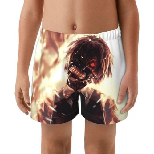 Tokyo Ghoul Hot sell swimming Trunks boys Beach shorts Hi-Q Swimwear with Pocket trunks cute springs Sports suit kid Swimsuit