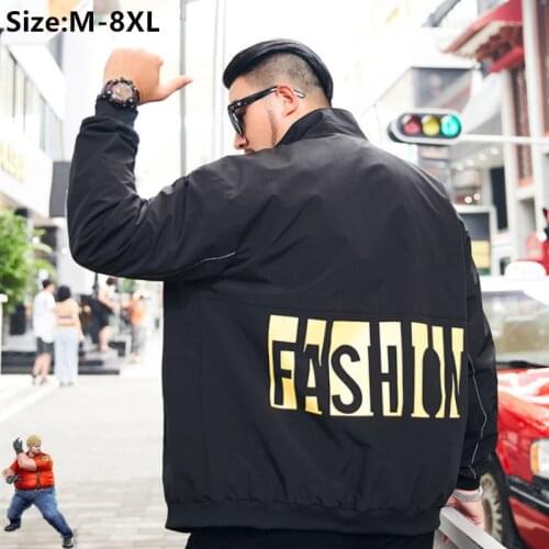 Men Bomber Jacket Spring Autumn Windbreaker Plus Size 5XL 6XL 7XL 8XL Oversized Coats Black Yellow Teenagers Cool Male Clothes