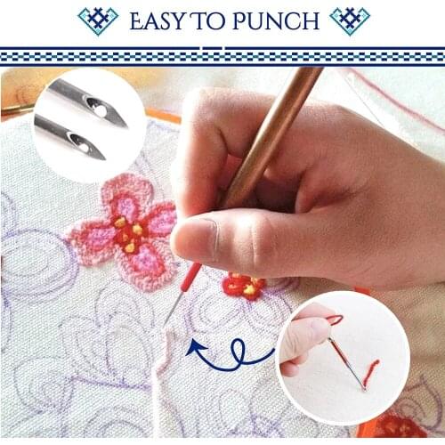 Magic Embroidery Pen Punch Needle Kit Craft Cross Stitch Threads Embroidery Hoop DIY Sewing Accessory Tools Kit JAN88