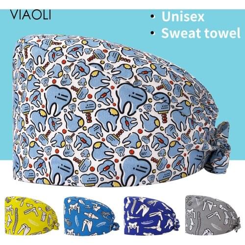 High Quality Pet Clinic Nursing Work Hat Elastic Cotton Dental Hospital Doctor Scrubs Women Cap Lab Scrubs Hats Wholesale Prices