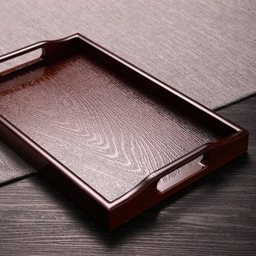 Japanese Imitation Wood Plastic Rectangular Tea Tray Living Room Household Imitation Wood Water Cup Tea Cup Tea Set Tray