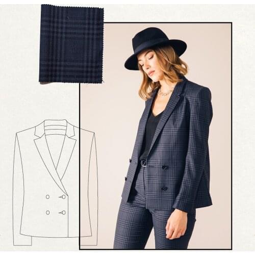 Elegant Plaid Women Suits Custom Made Double Breasted Long Sleeve Check Blazer Streetwear England Style Office Lady Pants Jacket