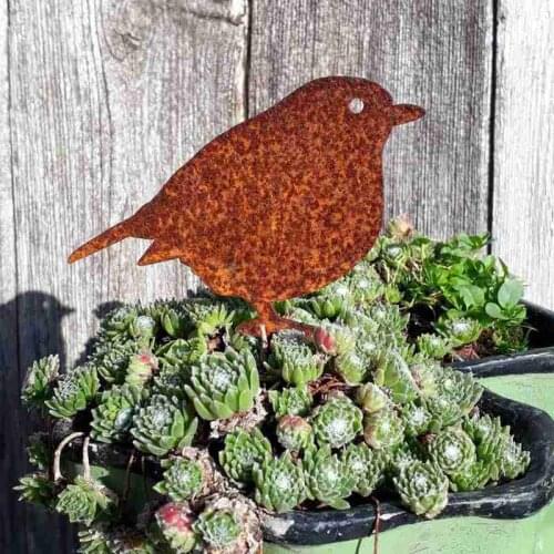 1Pcs Rusty Metal Robin Bird Silhouettes Garden Fence Steel Supplies Hot Outdoor 2021 Decoration Woodpecker Yard Decor Art Garden