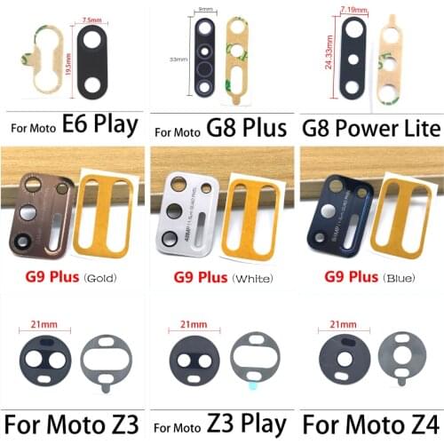 20PCS Rear Back Camera Glass Lens For Moto G8 G9 Plus E6 E7 Plus Play One Vison X4 Z4 Z3 Play Camera Glass With Glue Adhesive