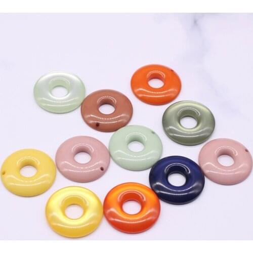 28mm Mixed Candy Color Resin Earring Charms Pendant Findings Diy Crafts Retro Necklace Keychain Decor Jewelry Accessory F91