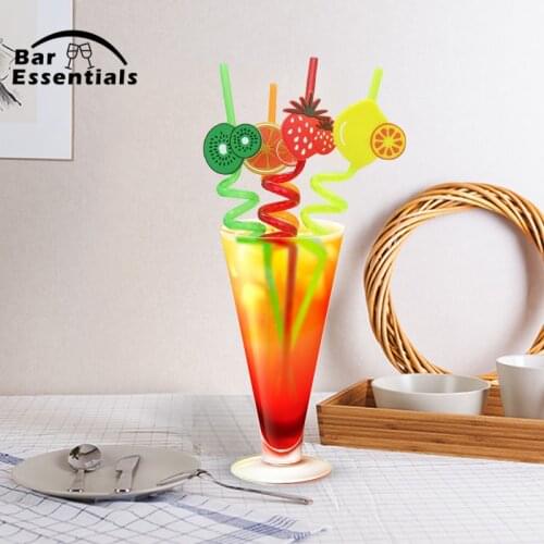 4pcs/lot Drinking Straws Plastic Colorful Drinking Straw Crazy Curly Loop Milk Tea Wedding Birthday Party Supplies