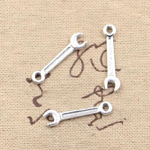 50pcs Charms Wrench Tool 24x5mm Antique Silver Color Pendants DIY Necklace Crafts Making Findings Handmade Tibetan Jewelry