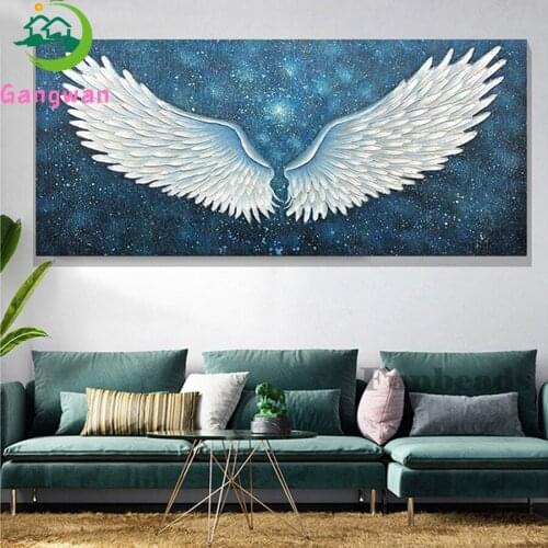 White wings pattern 5d diy diamond painting full square round mosaic diamond embroidery rhinestone art Halloween angel big decor