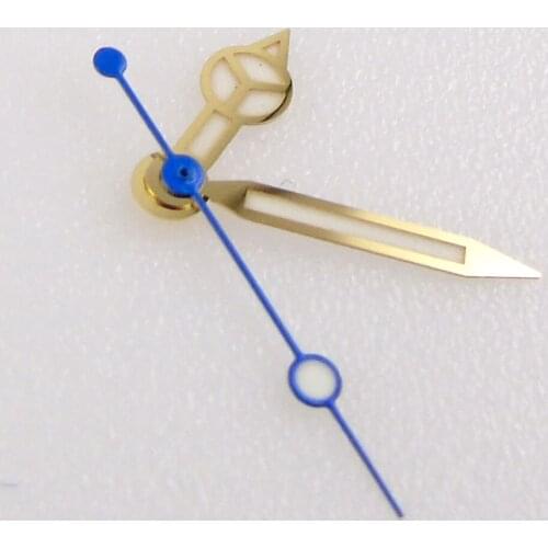 Watch Hands Yellow Gold Edge Blue Second Watch Hands Luminous for NH35 Movement
