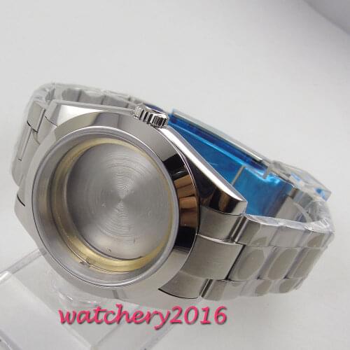 Polished 40mm sterile steel Watch CASE sapphire glass fit 2836 Miyota 82 movement
