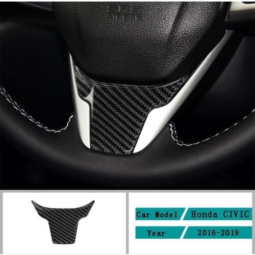 Car Steering Wheel Cover Carbon Fiber Interior Decoration Accessories Cover Trim Stickers For Honda Civic 2016 2017 2018 2019