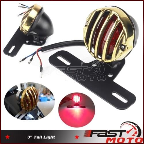 Black Chrome Brass Grille Tail light Bracket For Harley Cafe Racer Suzuki Honda Yamaha Grill Stop Brake Lamp Number Plate Light