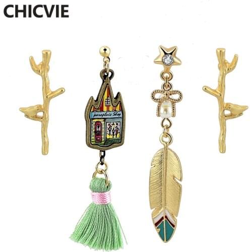 CHICVIE Green Designs Tassel Charm Earrings For Women Earrings Bohemian Jewelry Lady Earrings set Handmade Earrings SER170028