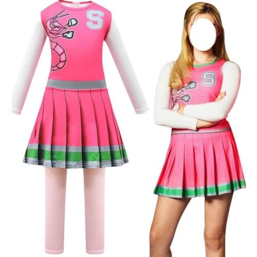 Kids Carnival Halloween Cheerleader Costume Cosplay Girls Addison Outfit Fancy Dress Zombie Cheer Camp Costumes Clothes for Girl