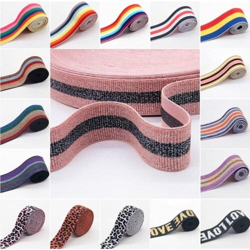 4cm Rainbow Color Striped Elastic Bands 40mm Nylon Colorful Elastic Band Webbing Waistband Stretchy Tape Clothing Accessories 1M