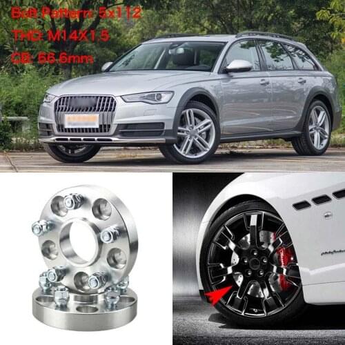 4pcs 1" Wheel Spacers Adapters 5 Lug 5x4.4"/5x112-14x1.5 Studs For Audi A6 C7 2012