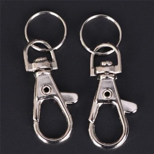 10pcs/lot Classic Key Chain Ring Metal Swivel Lobster Clasp Clips Key Hooks Keychain Split Ring DIY Bag Jewelry