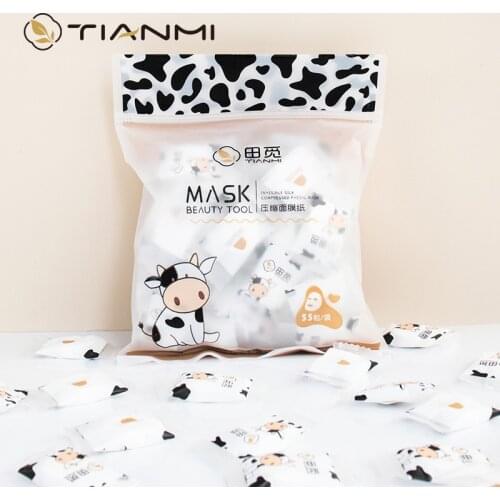 55PCs Cute Milk Candy-Shaped Compression Mask Buckle Bag Non-Woven Wet Compress Special Compression Facial Mask Tissue
