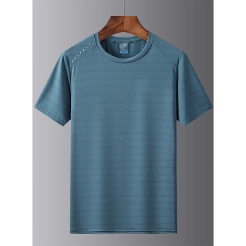 Summer New Short Sleeves Running T-Shirt Mens Rashgard Ice Silk Jersey Loose Fitness Gym Training Sports Clothes