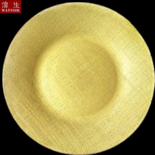 Cloth Textile Design Glass Charger Plate Decorative Wedding Dinner Main Plate Set Round Tableware Steak Dish Show Tray Display