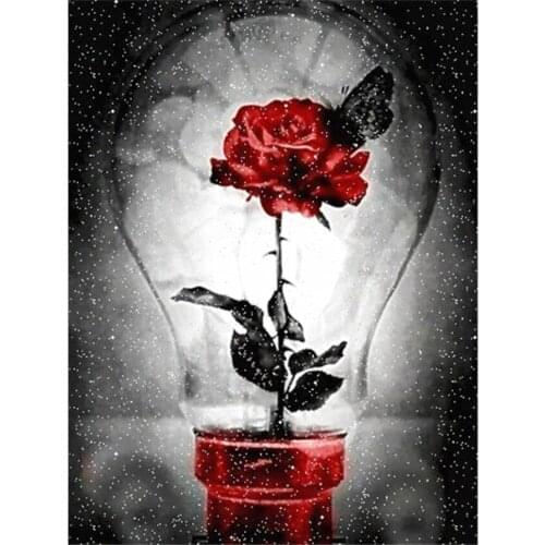 Flower Rose DIY 11CT Embroidery Kits Needlework Craft Printed Canvas Cotton Thread Home Decoration For Living Room Wholesale