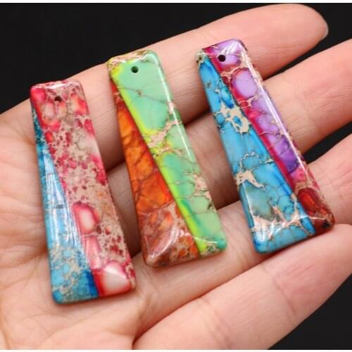 Natural Semi-precious Stone Emperor Stone Trapezoidal Pendant 16x40mm for Jewelry Making Necklaces Gift