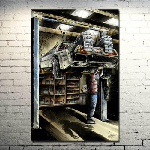 Back to the Future Car DeLorean DMC-12 Movie Canvas Painting